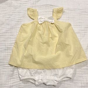 Janie and Jack yellow striped one piece 12-18M